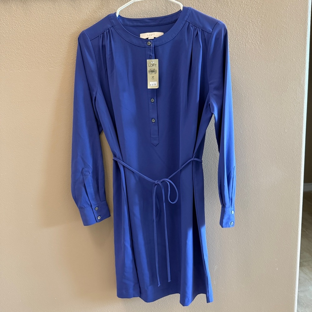 LOFT Blue Crew Neck Dress